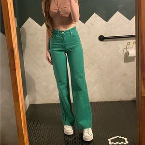 Green Zara straight leg jeans